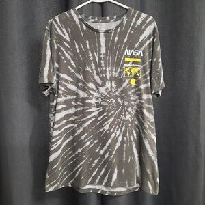 NASA Rocket Science Moon Landing Tie Dye Shirt - Gray/Yellow - Size Large